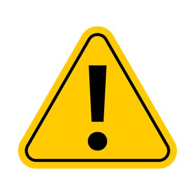 Sarı renkli üçgen uyarı işareti. Uyarı, önlem, dikkat, uyarı simgesi. Uyarı işareti.