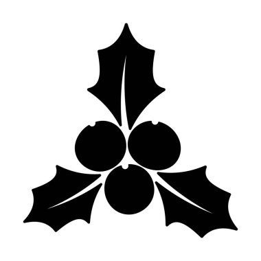 Noel kutsal meyve ikonu. Noel sembolünün siyah simgesi. Yeni yıl ve kış