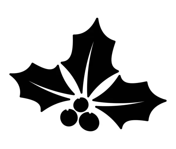 Noel kutsal meyve ikonu. Noel sembolünün siyah simgesi. Yeni yıl ve kış, Noel tatilleri ve hediyeler.