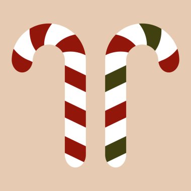 Şeker Çubuğu. Noel şeker kamışı. Noel çubuğu. Geleneksel kırmızı, yeşil ve beyaz çizgili Xmas şekeri. Santa karamel kamışı.