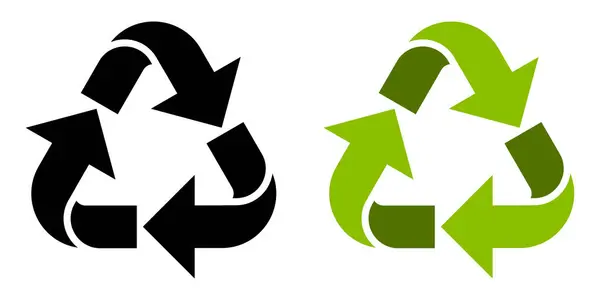 Geri dönüşüm. Simgeleri geri dönüştür. Okları geri dönüştürüyorum. Geri dönüşüm sembolü. Paketleme için yeşil ve siyah simgeler. Ekoloji, çevre dostu, çevre yönetim sembolleri.