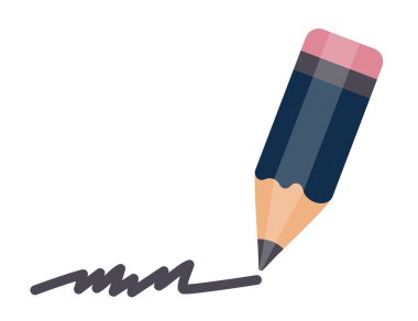 Lastik bantlı kalem. Kalem bir çizgi çeker. Ofis malzemeleri. İşaret dili yazma konsepti.