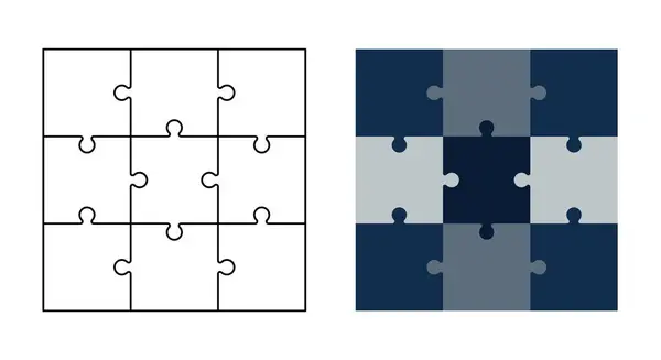 9 kare parçadan oluşan bir bulmaca. Düzenlenebilir Vuruş. Yaratıcılık, ilham, mantıklı düşünme.