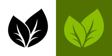 Yeşil yaprak simgesi. İzole edilmiş arkaplanda simge bırakır. Doğal, ekolojik ve biyolojik etiketler için tasarım elementleri. Vegan, organik