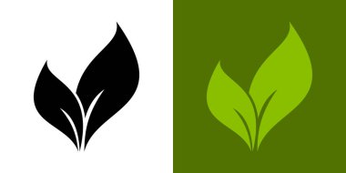 Yeşil yaprak simgesi. İzole edilmiş arkaplanda simge bırakır. Doğal, ekolojik ve biyolojik etiketler için tasarım elementleri. Vegan, organik