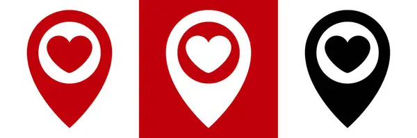 İçinde kalp olan iğne konumu simgesi. Aşk burada. Aşk, şefkatli romantizm ve belli bir yerle ilişkili sıcak duygular..