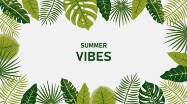 Yeşillik Yeşillik ile Tropikal Yaz Vibes Yeşil Botanik Arkaplanı. Mevsimsel Seyahat, Doğa ve Botanik Tasarım Projeleri için Egzotik Orman Yaprakları