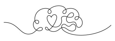 İçinde kalp olan bir beyin. Bir çizgi. Minimalist bir satır sanat zihin ve duyguların dengesini, psikolojiyi, duygusal zekayı, aşkı, ruh sağlığını, mantık ve duygunun bağlantısını sembolize eder..