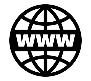 Evrensel İnternet www simgesi illüstrasyonu. Dünya Çapında Ağı, İnternet Ağı, İnternet Sitesi, İnternet Erişimi, Küresel İletişim ve Dijital Bağlantı Konseptini sembolize eden WWW harfleriyle kara küre