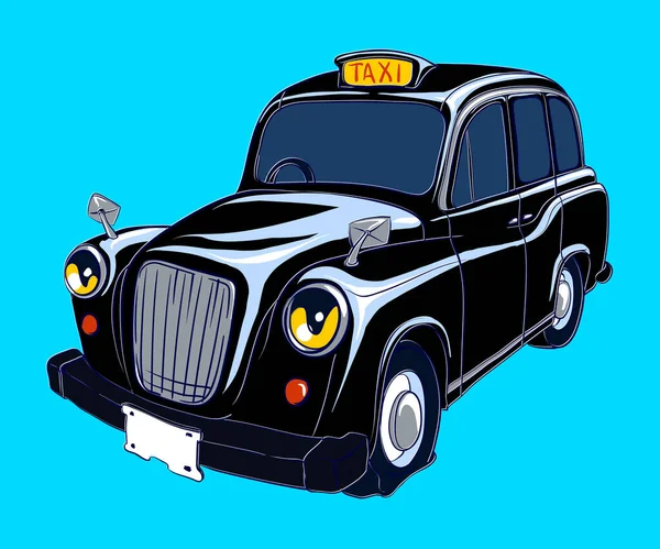 Классическое Черное Такси Лондон Нарисовано Векторе Изолированы — стоковый вектор