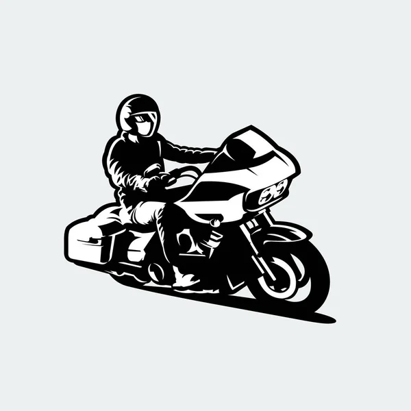 Motocicleta Gran Moto Silueta Monocromo Vector Aislado — Vector de stock
