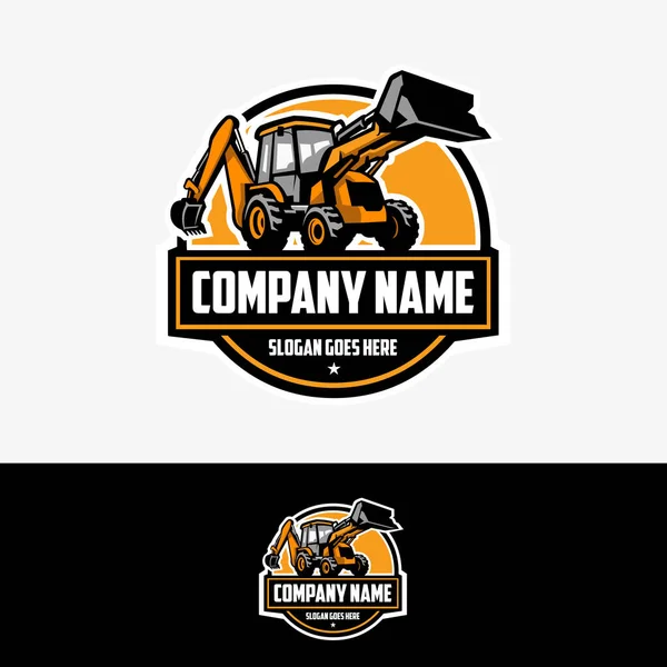Back Hoe Loader Company Logo. Circle Emblem Badge Ready Made Logo. Best for Construction Related Company Logo