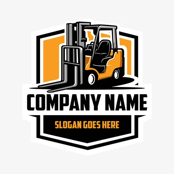 Forklift Company Emblem Logo Design Ideaal Voor Transport Export Gerelateerde — Stockvector