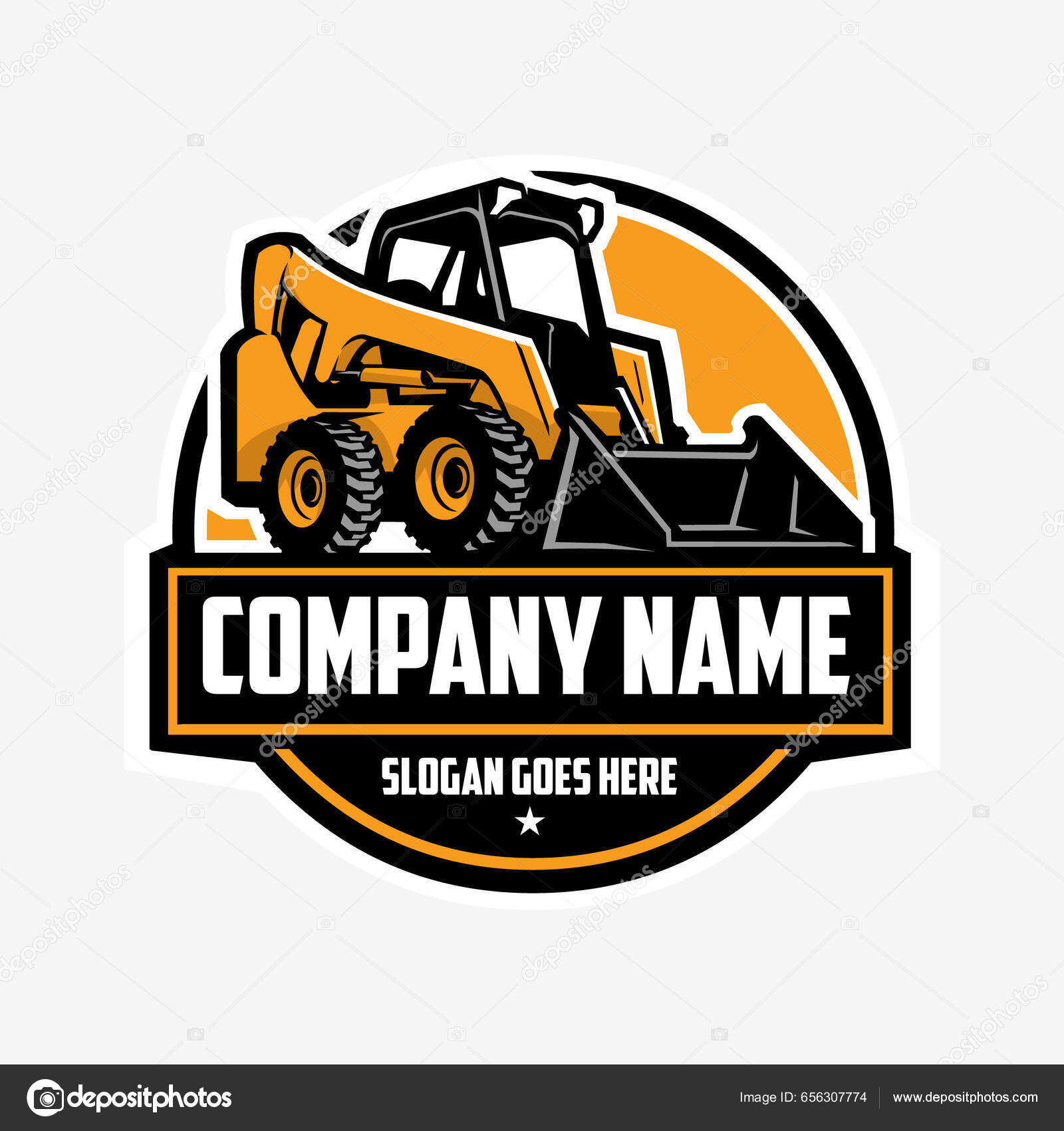 Skid Steer Loader Company Circle Emblem Logo Vector Design Isolated ...