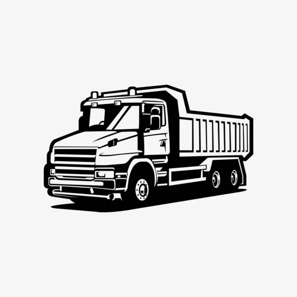 Premium Dump Truck Silhouette Vector Art Isolato Tipper Truck Monocromatico — Vettoriale Stock