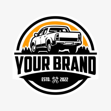 Çift kabin kamyonu çember amblemi logo şablonunu izole etmeye hazır