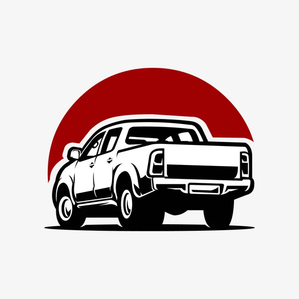 Διπλή Καμπίνα Φορτηγό Αυτοκίνητο Διάνυσμα Σιλουέτα Απομονωμένη Λευκό Φόντο — Διανυσματικό Αρχείο