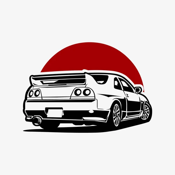 Japanese Sport Car Red Moon Background Vector Isolated Best Jdm — Stock Vector