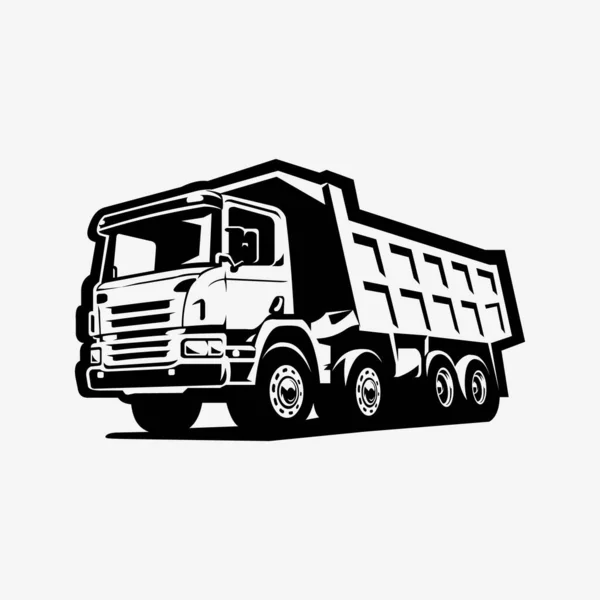 Premium Dump Truck Silhouette Monochrome Vector Art Isolated 약자이다 타이어 — 스톡 벡터
