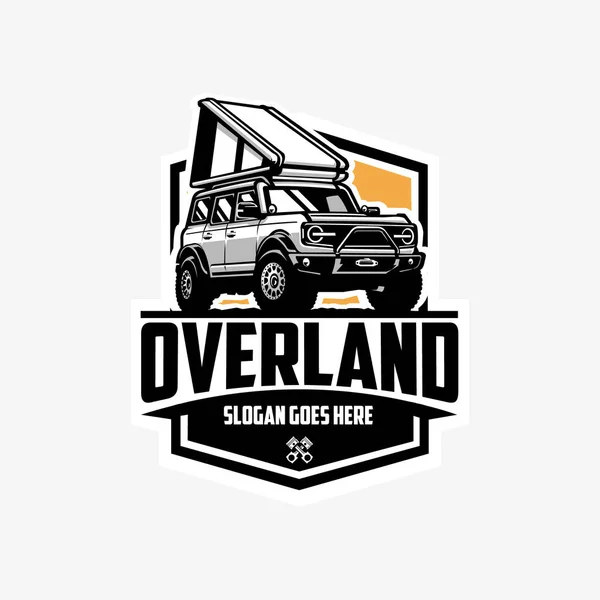 Overland Suv Camper Truck Emblem Logo Illustration Vektor Art Isolated — Stockvektor