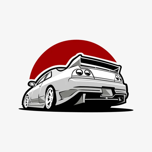 Japanischer exotischer sportwagen. jdm, auto, logo, aufkleber, emblem,  vektor, isolated