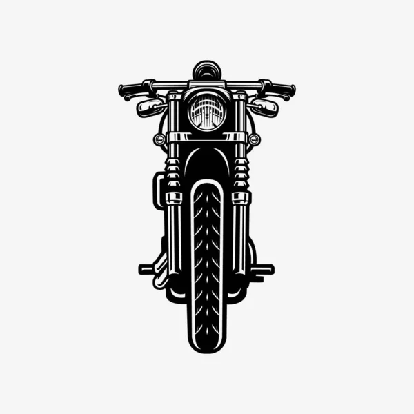 Chopper Motorrad Frontansicht Vektor Monochrom Isolierte Eps — Stockvektor