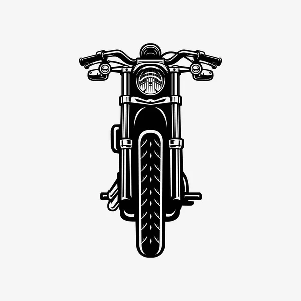 Chopper Motorcycle Front View Wektor Monochromatyczna Sylwetka Izolowane Eps — Wektor stockowy