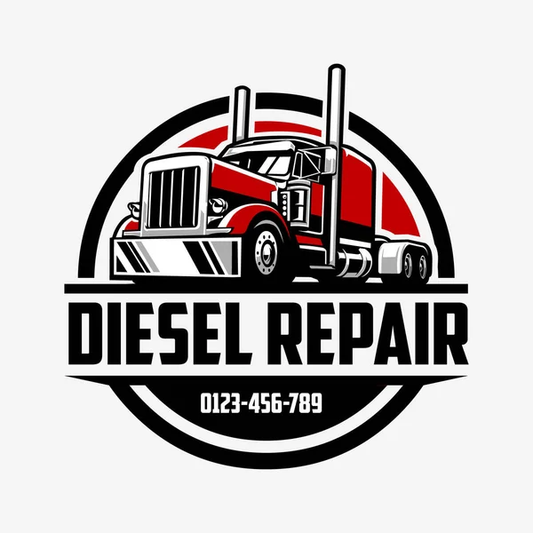 Diesel Repair Trucking Company Cirlce Emblem Logo Izolat Vector Art — Vector de stoc