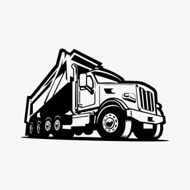 Dump Truck Silhouette Vector Art Isolated in White Background. Tipper Truck Monochrome. Best for Trucking Related Industry clipart