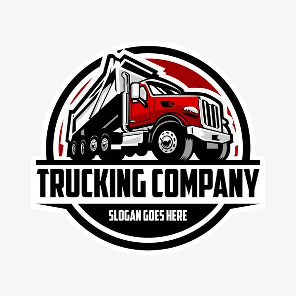 Dump Truck Company Circle Emblem Logo Vector Art Isolated Kipper — Stockvektor