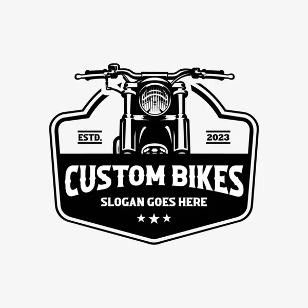 Anpassad Klassisk Motorcykel Vintage Emblem Logotyp Design Vektor Konst Isolerad — Stock vektor
