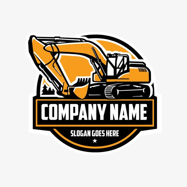 Gele Graafmachine Bedrijf Emblem Logo Template Vector Art Isolated — Stockvector