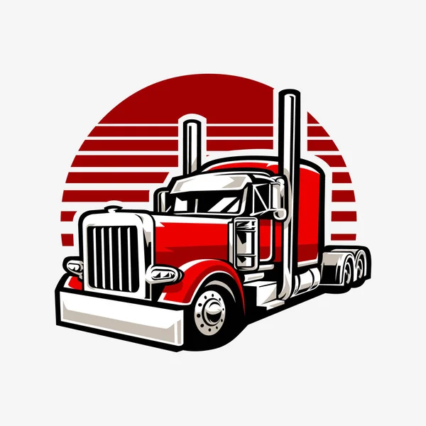 Semi Truck Wheeler Vector Art Illustration Aislado Mejor Para Industria — Vector de stock