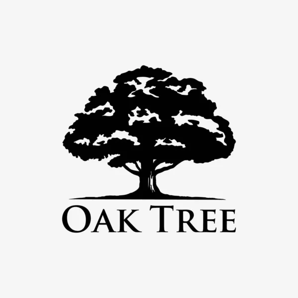 stock vector Oak Tree Silhouette Monochrome Vector Art Isolated Illustration
