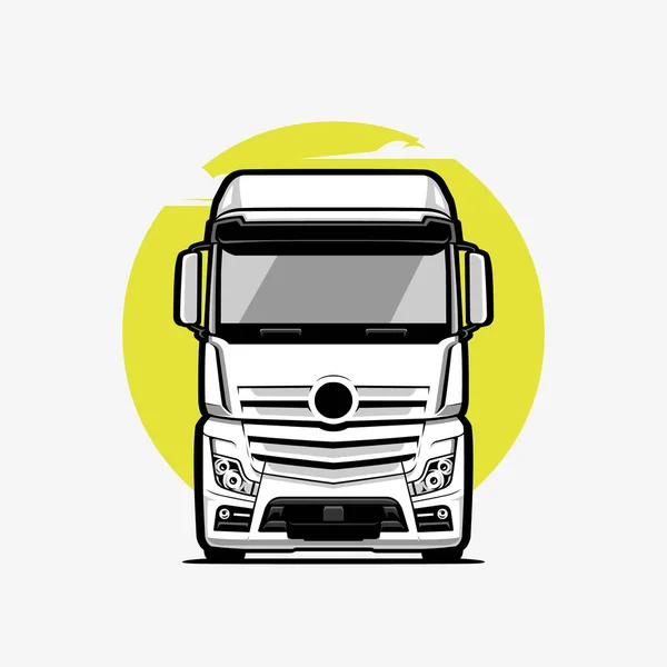 Truck Front View Vector Art Isolerad Europeisk Semi Lastbil Illustration — Stock vektor