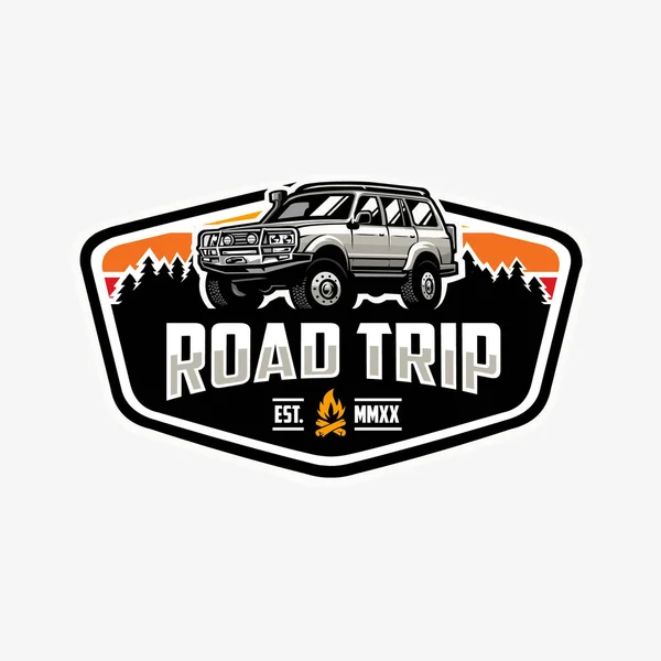 Roadtrip Über Land Emblem Logo Vektor Isoliert Besten Für Abenteuer — Stockvektor