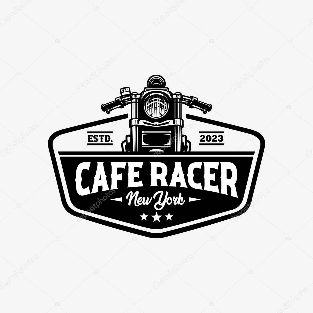 Cafe Racer Emblem Badge Logo Vector Isolated in White Background. Best for Motorbike Garage and Mechanic Logo