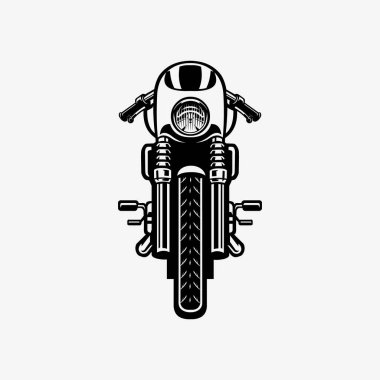 Cafe Racer Vektör Ön Görünümü. Vektör Sanatı Resimleri Beyaz Arkaplanda İzole Edildi