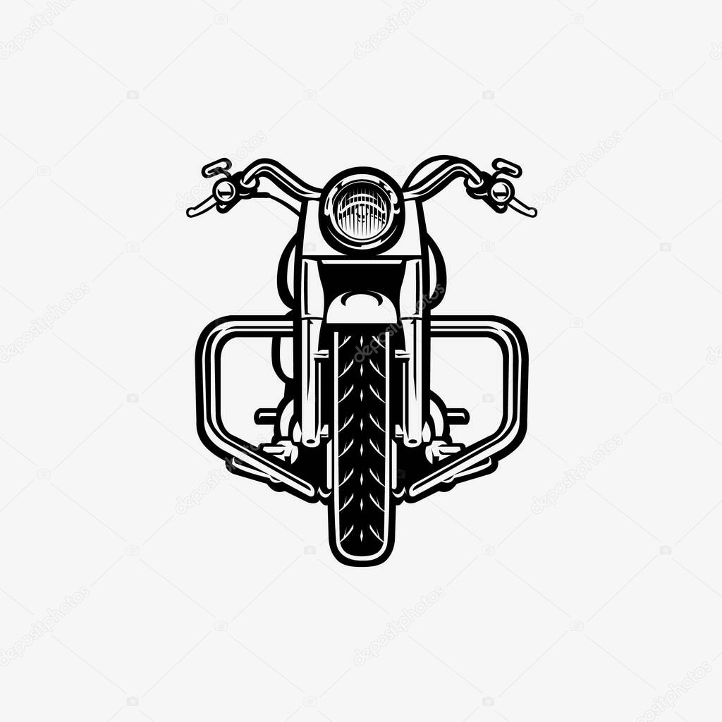 American Motorcycle Vector Front View. Bobber Motorbike Vector Art Isolated in White Background