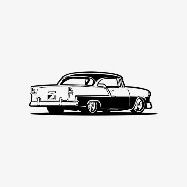 Amerikan Kas Arabası Hot Rod Tek Renkli Vektör Sanatı Arka Görünümü