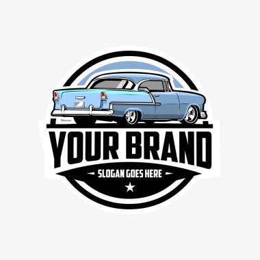 Amerikan Kas Arabası Sıcak Çubuk Çemberi Amblem Rozet Vektör Sanatı izole edildi. Garaj ve Tamirci Logosu için en iyisi.