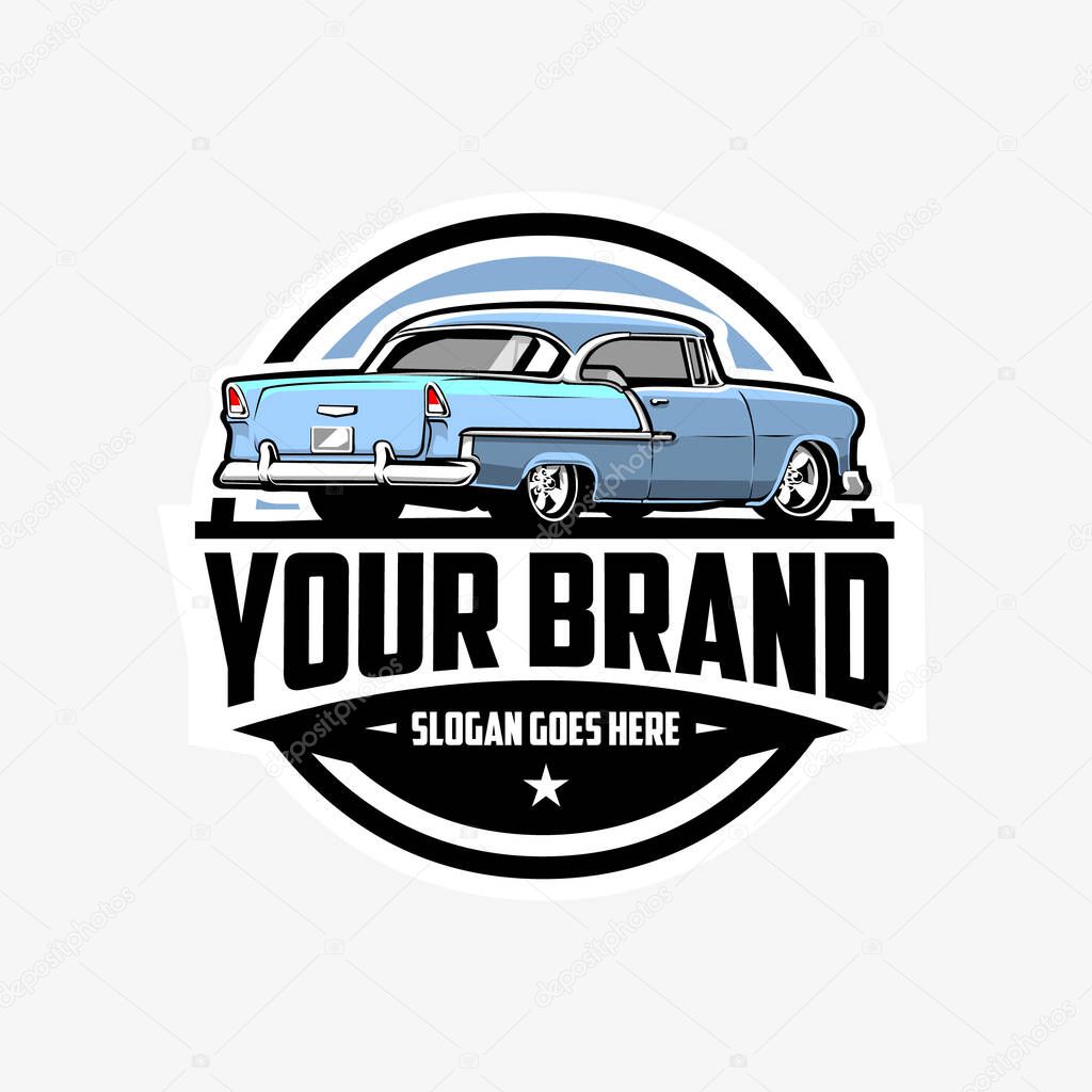 American Muscle Car Hot Rod Circle Emblem Logo Badge Vector Art Isolated. Best for Garage and Mechanic Logo