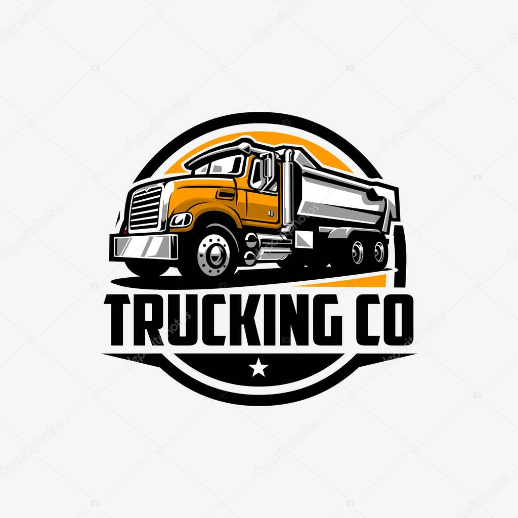Trucking Company Badge Circle Emblem Vector Logo Template Set Isolated in White Background
