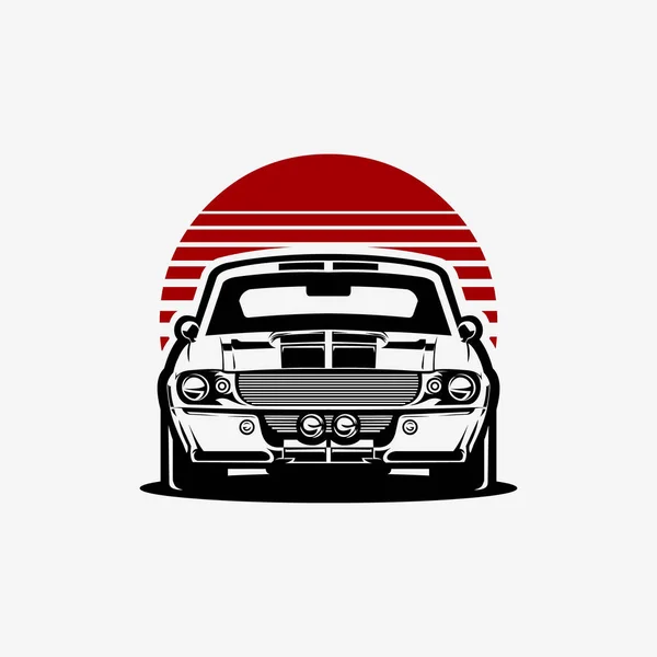 Classic American Muscle Car Front View Vector Art Illustration Isolated — Stock Vector