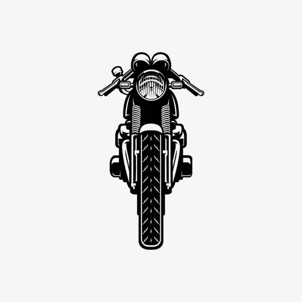 Cafe Racer Moto Vista Frontale Vettoriale Art Silhouette Illustrazione Isolato — Vettoriale Stock