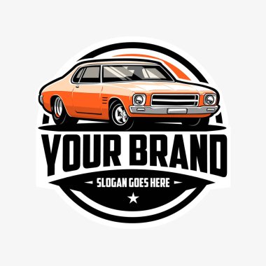 Klasik Kas Araba Çemberi Amblem Şablonu Vektör Sanatını İzole Etti