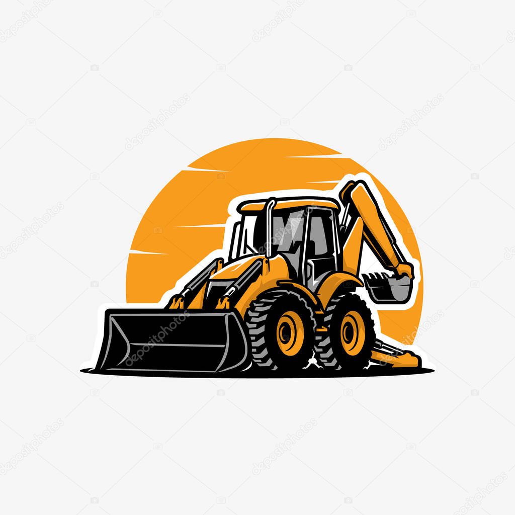 Skid Steer Loader Vector Art Illustration. Bulldozer Vector Illustration. Best for Agricultural Related Industry