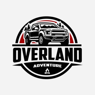 Overland Kamyonet Offroad Araç Çemberi Hazır Amblem Logo Vektörü İzole Edildi