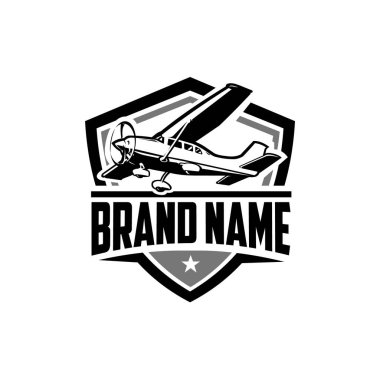Küçük uçak hafif uçak amblemi logo vektörü izole edildi. Havacılık endüstrisi için en iyisi
