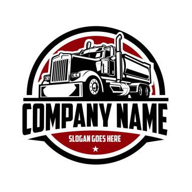 Nakliye şirketi rozet dairesi amblem vektörü logo şablonu ayarını izole etmeye hazır